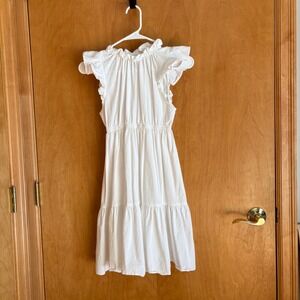 Love Ady Girls 8 White‎ Dress Ruffle Sleeveless Tiered Casual Party Cotton